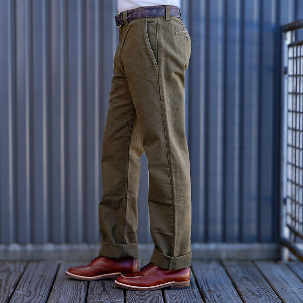 guilty parties Freenote Cloth Deck Pant Straight Fit 14oz Slub - Army Green