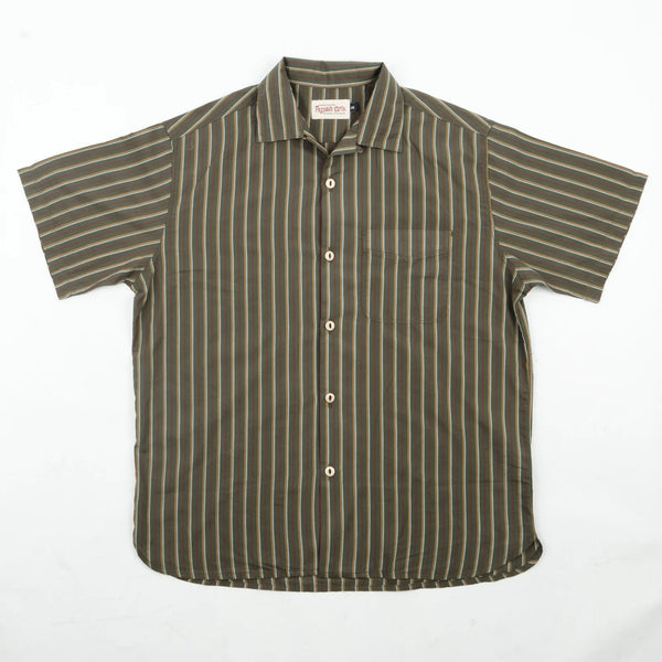guilty parties Freenote Cloth Hawaiian Shirt - Olive Stripe