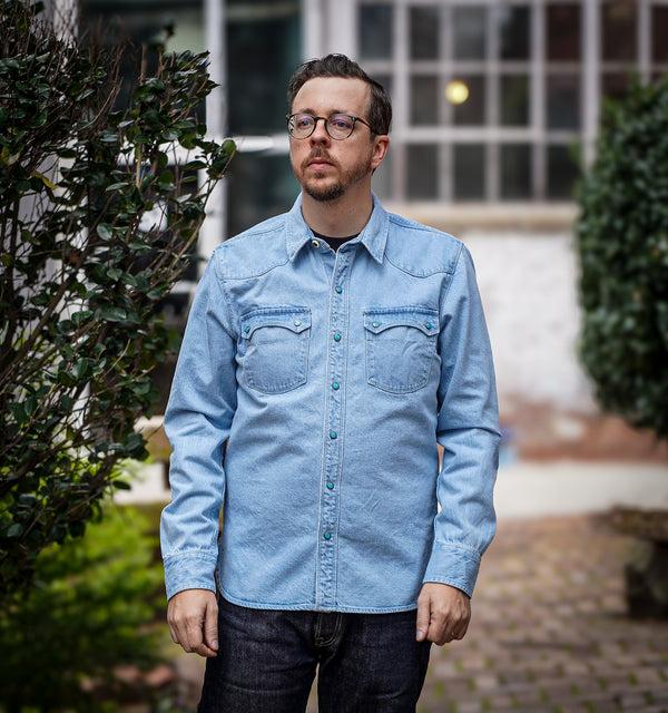 guilty parties Freenote Cloth Modern Western Shirt - 11oz Bleached Denim