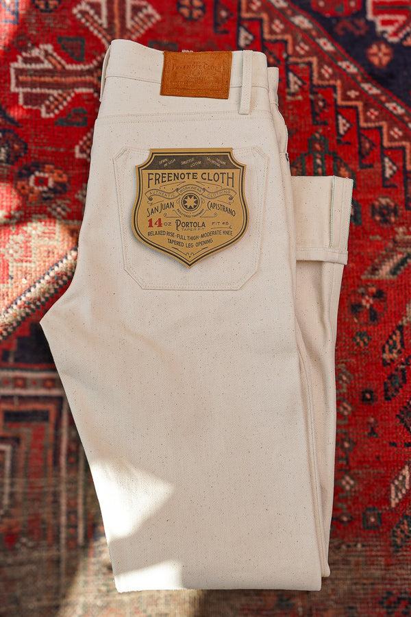 Guilty Parties Freenote Cloth Portola Tapered Cut - 14oz Ecru Denim