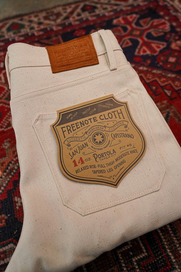 Guilty Parties Freenote Cloth Portola Tapered Cut - 14oz Ecru Denim