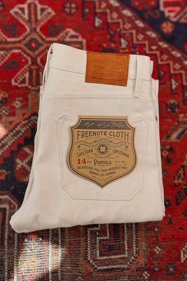 guilty parties Freenote Cloth Portola Tapered Cut - 14oz Ecru Denim