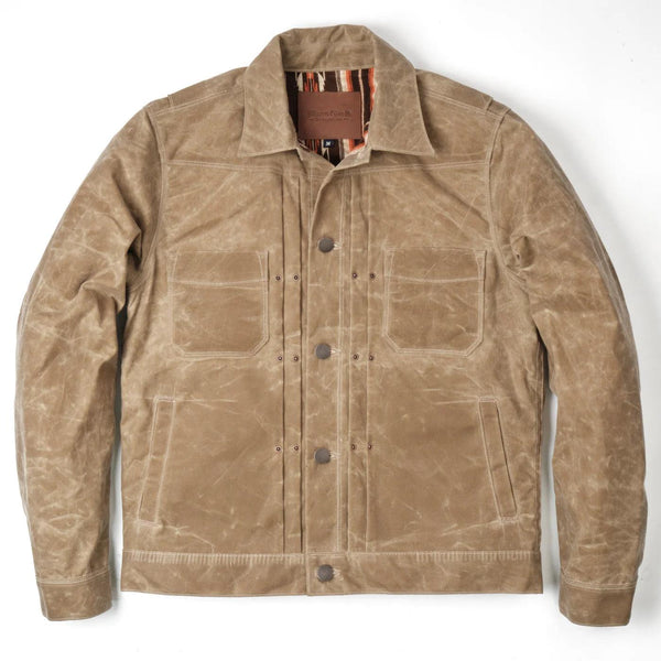 guilty parties Freenote Cloth RJ-1 Riders Jacket Waxed Canvas - Tobacco