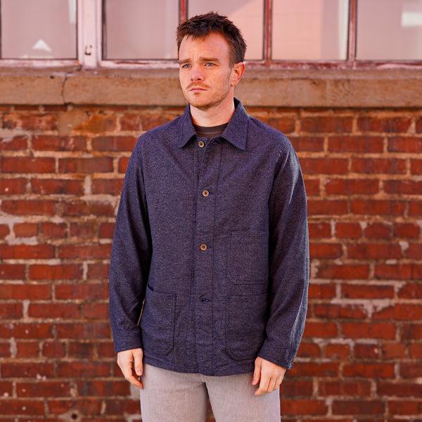 guilty parties Fullcount 2015-10 Wool Cashmere Herringbone Chore Jacket - Navy