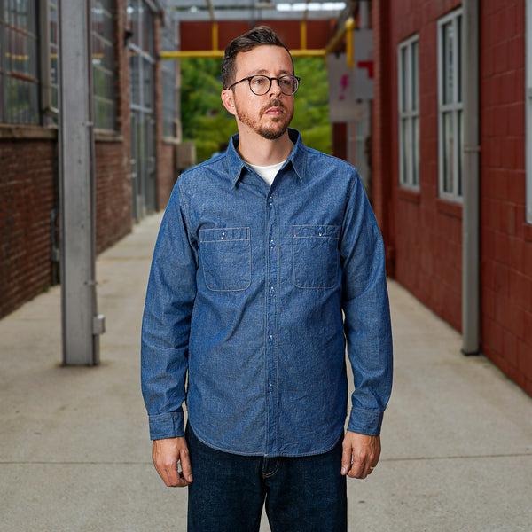 guilty parties Fullcount 4810-22 5oz Chambray Shirt - Blue