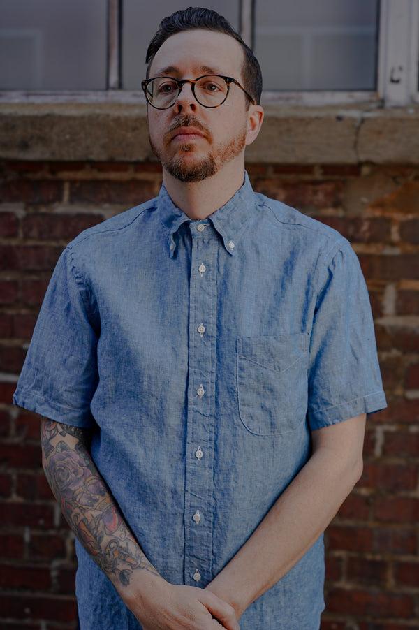 Guilty Parties Gitman Vintage Chambray Linen Short Sleeve Shirt - Blue
