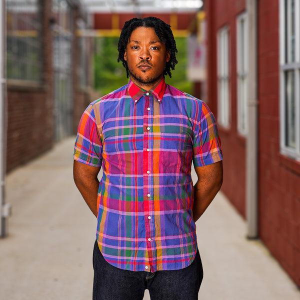 guilty parties Gitman Vintage Original Madras Short Sleeve Shirt - Purple