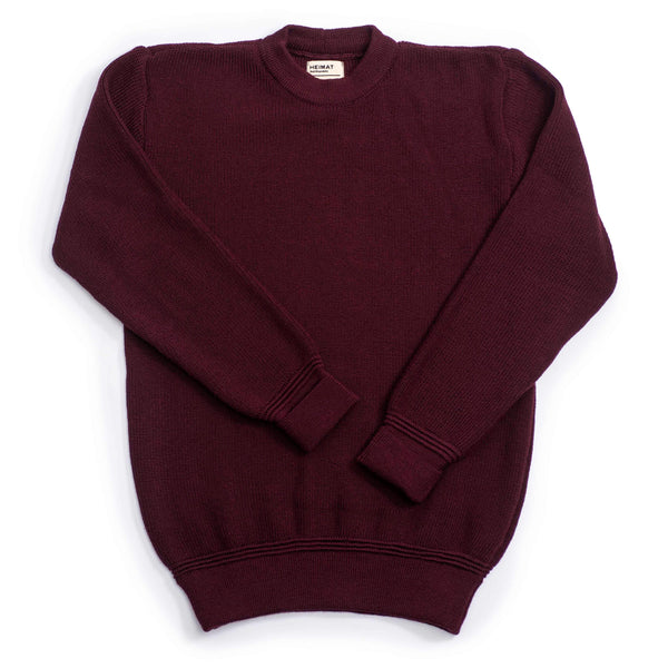 Guilty Parties Heimat Textil Merino Rundhal Crewneck - Burgundy