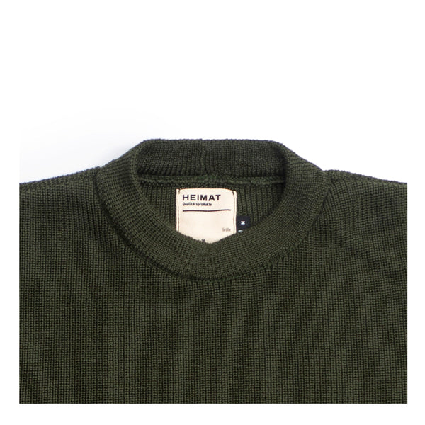 Guilty Parties Heimat Textil Merino Rundhal Crewneck - Military Green