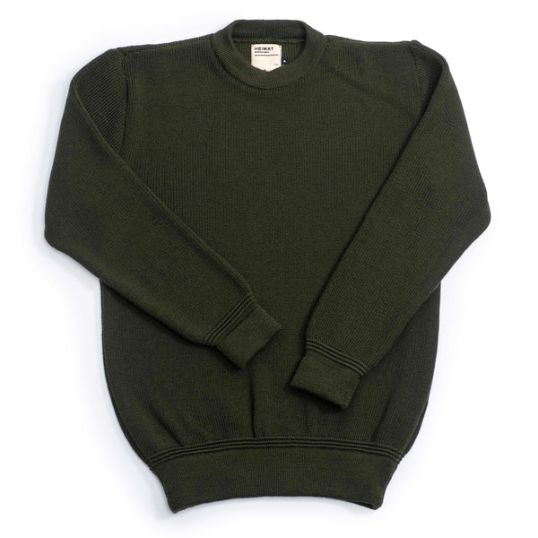 guilty parties Heimat Textil Merino Rundhal Crewneck - Military Green