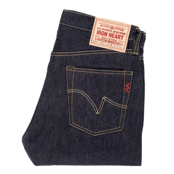 guilty parties Iron Heart IH-555S-142 14oz Selvedge Denim Super Slim Cut Jeans - Indigo