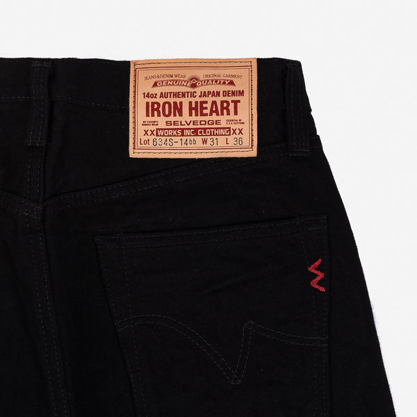 Guilty Parties Iron Heart IH-634S-142bb 14oz Selvedge Denim Straight Cut Jeans - Black/Black