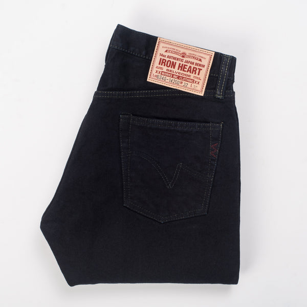 Guilty Parties Iron Heart IH-634S-142od 14oz Selvedge Denim Straight Cut Jeans - Indigo Overdyed Black
