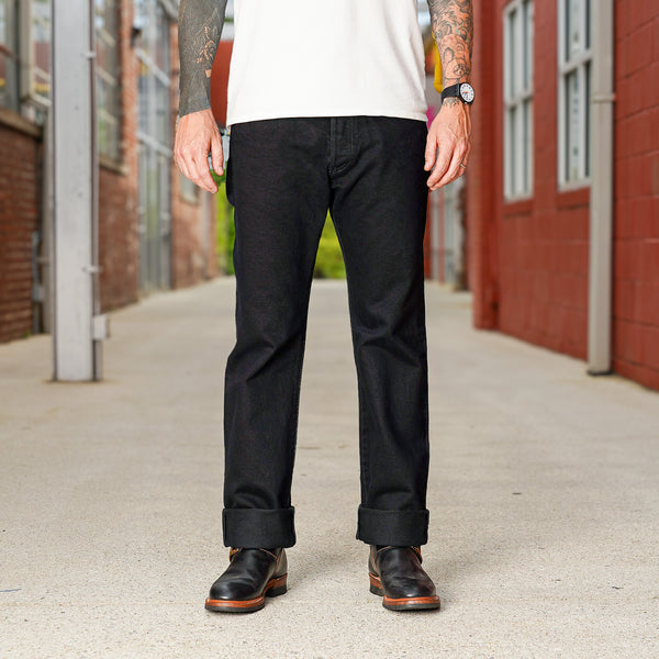 Guilty Parties Iron Heart IH-634S-142od 14oz Selvedge Denim Straight Cut Jeans - Indigo Overdyed Black