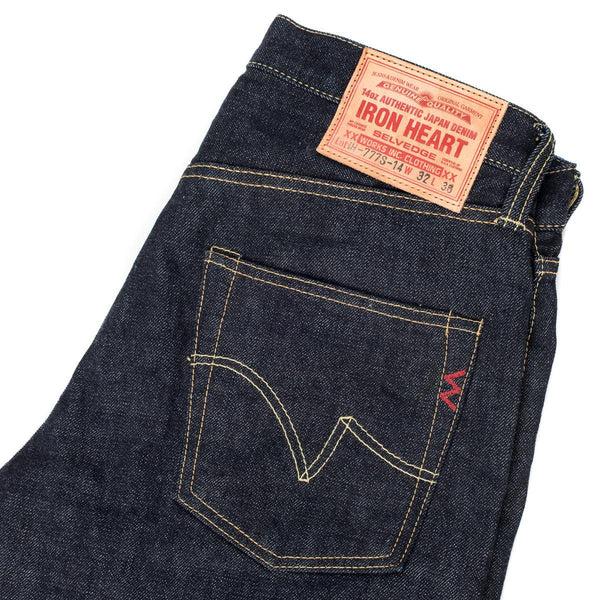 guilty parties Iron Heart IH-777S-142 14oz Selvedge Denim Slim Tapered Cut Jeans - Indigo