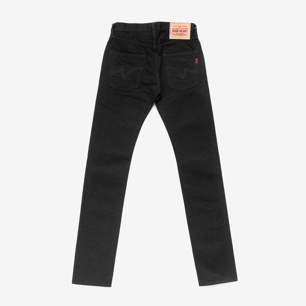Guilty Parties Iron Heart IH-777S-142bb 14oz Selvedge Denim Slim Tapered Cut Jeans - Black/Black