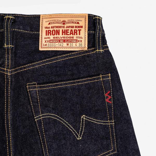 guilty parties Iron Heart IH-888S-142 14oz Selvedge Denim Medium/High Rise Tapered Cut Jeans - Indigo