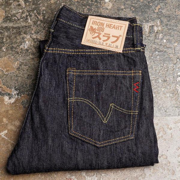 guilty parties Iron Heart IH-888S-SLB 16oz Slubby Selvedge Denim Relaxed Tapered Cut Jeans - Indigo