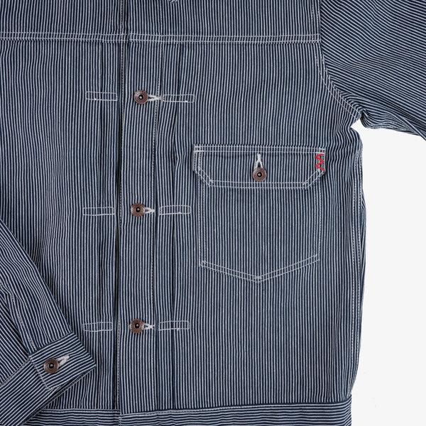 Guilty Parties Iron Heart IHJ-141-IND 10.5oz Narrow Stripe Hickory Type 1 Jacket - Indigo