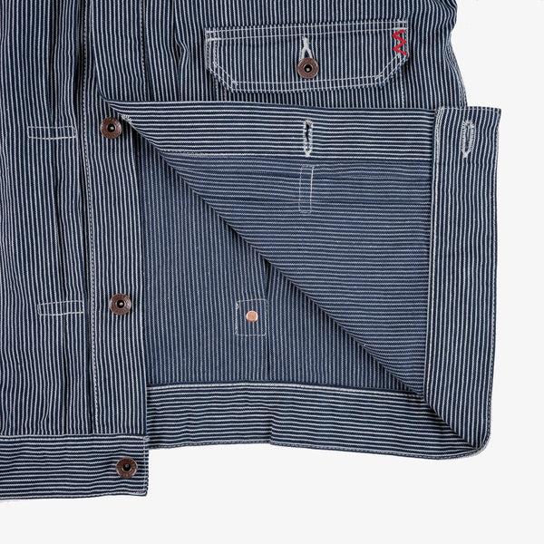 Guilty Parties Iron Heart IHJ-141-IND 10.5oz Narrow Stripe Hickory Type 1 Jacket - Indigo