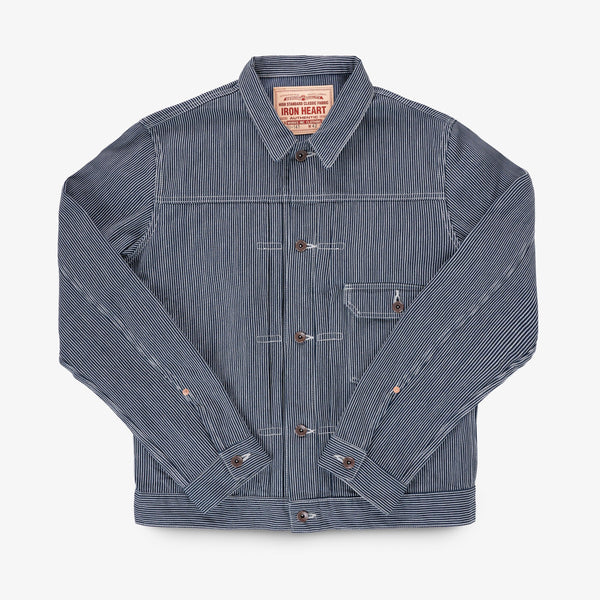 guilty parties Iron Heart IHJ-141-IND 10.5oz Narrow Stripe Hickory Type 1 Jacket - Indigo