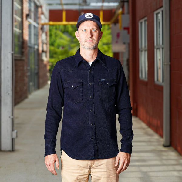 guilty parties Iron Heart IHSH-208-IND 14oz Kersey Western Shirt - Indigo