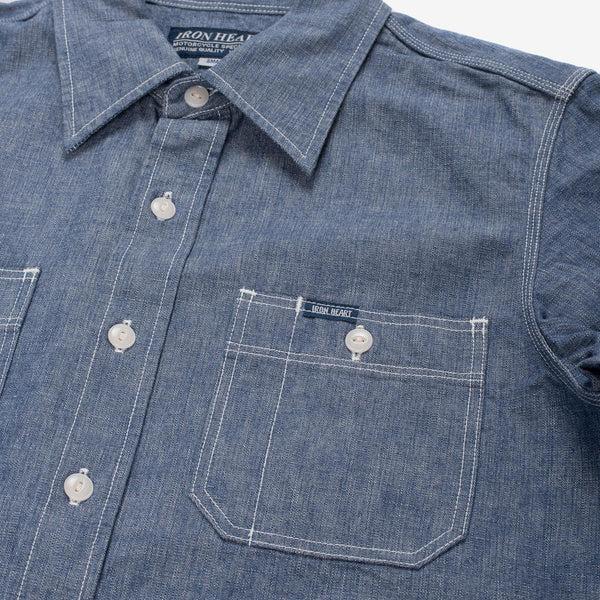 Guilty Parties Iron Heart IHSH-21-BLU 10oz Selvedge Chambray Work Shirt - Blue