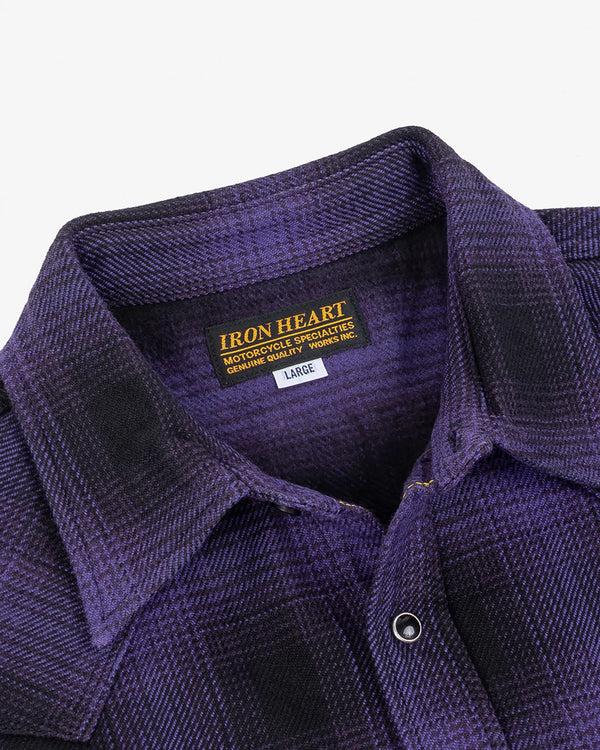 Guilty Parties Iron Heart IHSH-264-PUR Ultra Heavy Flannel Ombré Check Western Shirt - Purple/Black