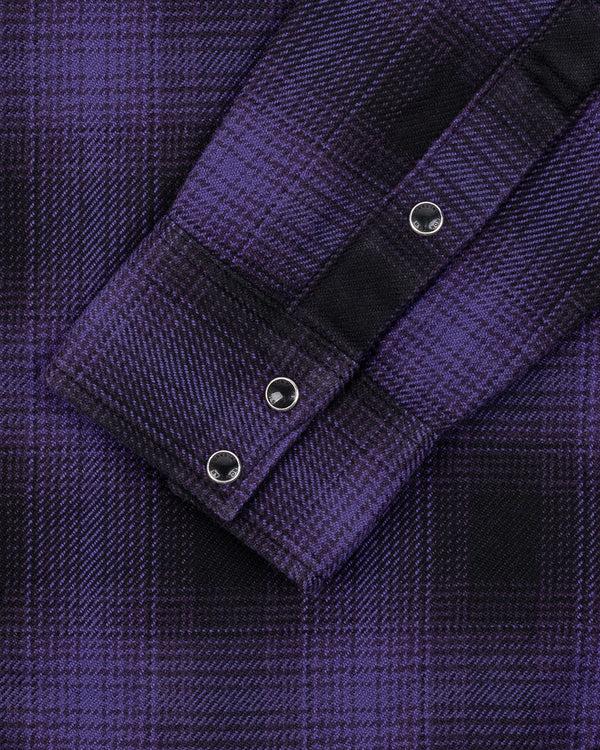Guilty Parties Iron Heart IHSH-264-PUR Ultra Heavy Flannel Ombré Check Western Shirt - Purple/Black