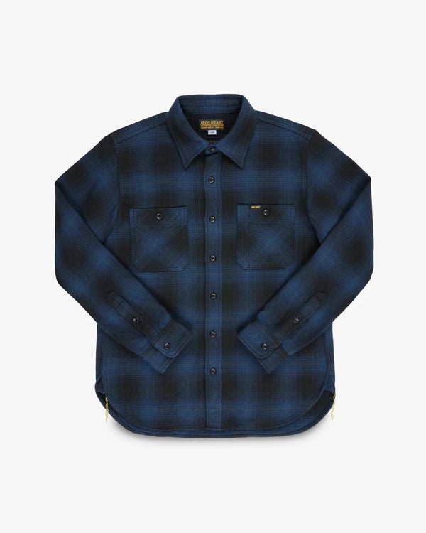 Guilty Parties Iron Heart IHSH-265-NAV Ultra Heavy Flannel Ombré Check Work Shirt - Navy/Black