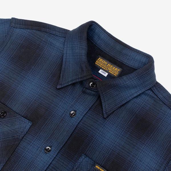 Guilty Parties Iron Heart IHSH-265-NAV Ultra Heavy Flannel Ombré Check Work Shirt - Navy/Black