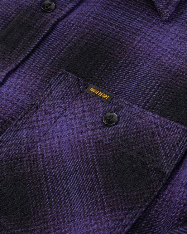 Guilty Parties Iron Heart IHSH-265-PUR Ultra Heavy Flannel Ombré Check Work Shirt - Purple/Black