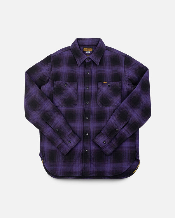 guilty parties Iron Heart IHSH-265-PUR Ultra Heavy Flannel Ombré Check Work Shirt - Purple/Black