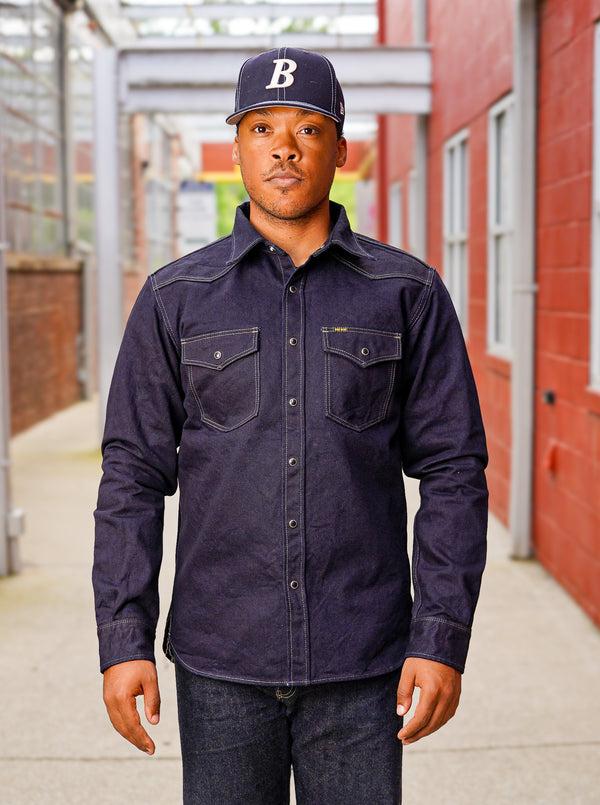 Guilty Parties Iron Heart IHSH-295-IB 14oz Selvedge Denim Western Shirt - Indigo/Black