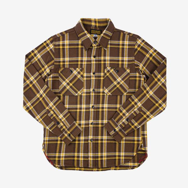 Guilty Parties Iron Heart IHSH-378-BRN Ultra Heavy Flannel Crazy Check Work Shirt - Brown