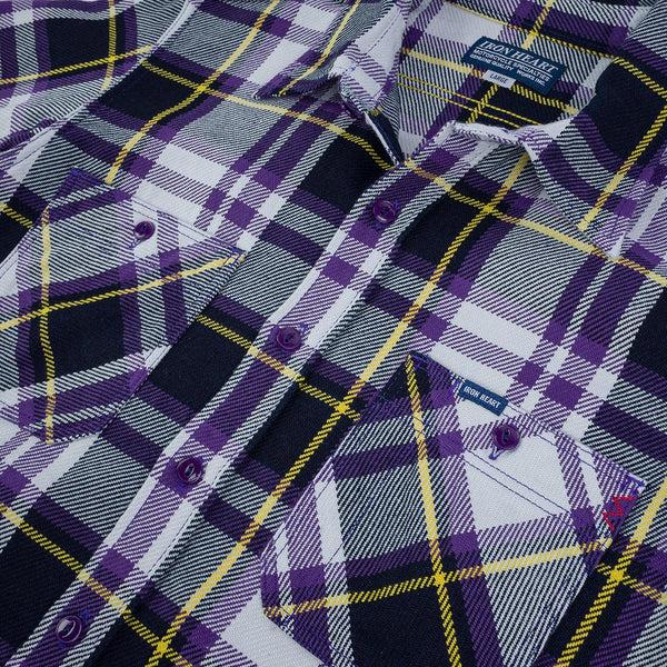 Guilty Parties Iron Heart IHSH-382-PUR 9oz Selvedge American Check Work Shirt - Purple