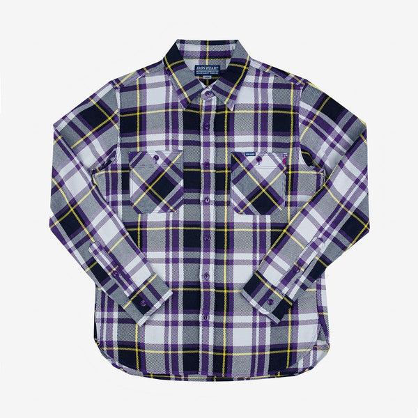 guilty parties Iron Heart IHSH-382-PUR 9oz Selvedge American Check Work Shirt - Purple