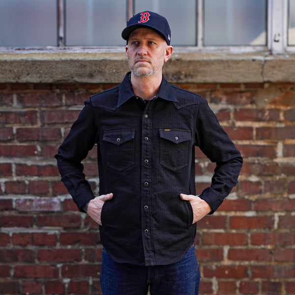 guilty parties Iron Heart IHSH-410-BLK 14oz Herringbone CPO Western Shirt - Black