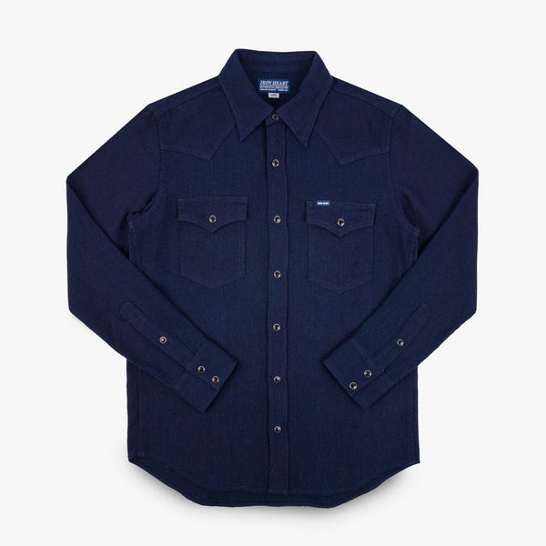 Guilty Parties Iron Heart IHSH-413-IND 5oz Selvedge Dobby Cloth Western Shirt - Indigo