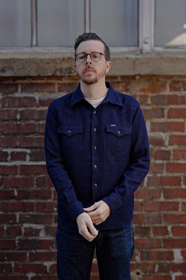Guilty Parties Iron Heart IHSH-413-IND 5oz Selvedge Dobby Cloth Western Shirt - Indigo