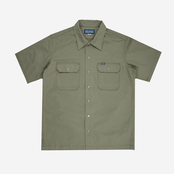 Guilty Parties Iron Heart IHSH-415-GRN 8oz Ripstop Short Sleeved Mechanic Shirt -Green