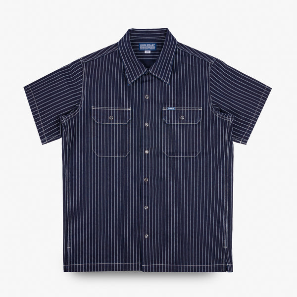 Guilty Parties Iron Heart IHSH-416-IND 10oz Wabash Short Sleeved Mechanic Shirt - Indigo
