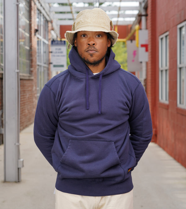 guilty parties Iron Heart IHSW-49-NAV 14oz Ultra Heavyweight Loopwheel Cotton Hoodie - Navy