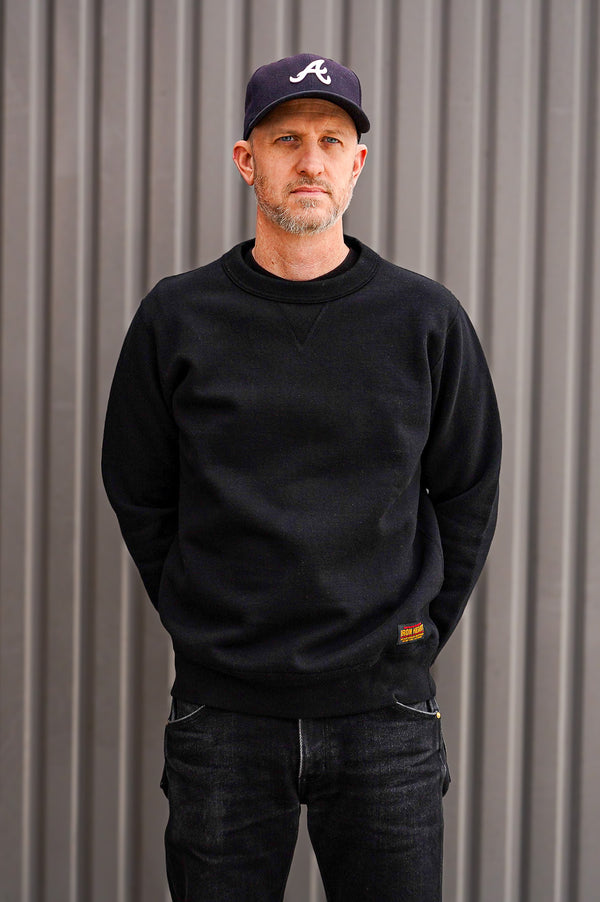 Guilty Parties Iron Heart IHSW-69L-BLK 14oz Ultra Heavyweight Loopwheel Cotton Crew Neck Sweat - Black