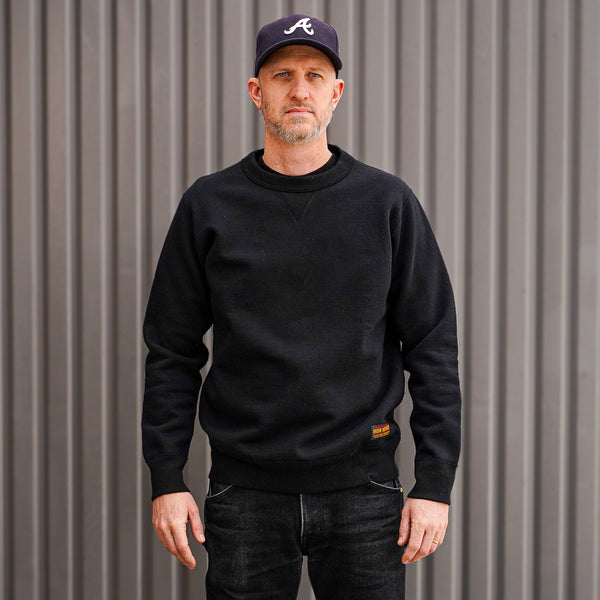 guilty parties Iron Heart IHSW-69L-BLK 14oz Ultra Heavyweight Loopwheel Cotton Crew Neck Sweat - Black