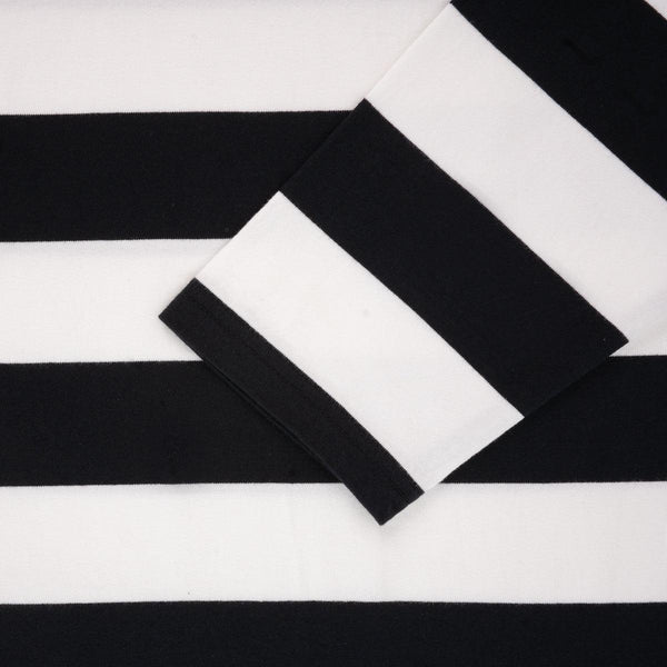 Guilty Parties Iron Heart IHTB-09-BLK 7.5oz Cotton Long-Sleeved Crew Neck Border Tee - Black And White Stripes