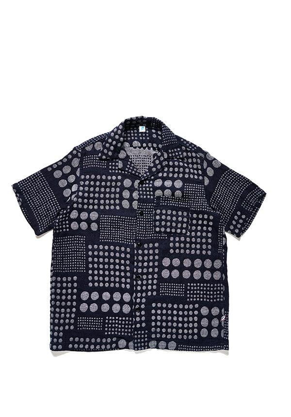 Guilty Parties Pure Blue Japan Jacquard Open Collar Short Sleeve Shirt - Random Dots