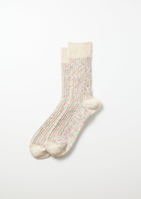 guilty parties ROTOTO Kasuri Ribbed Socks - Coral/Blue