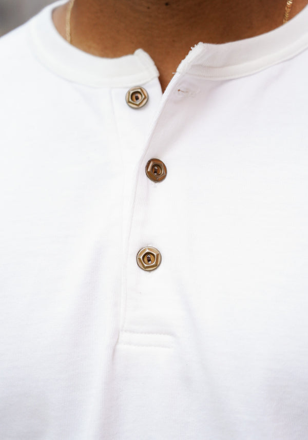 Guilty Parties Studio D'Artisan 8174 Suvin Gold Henley Tee - White