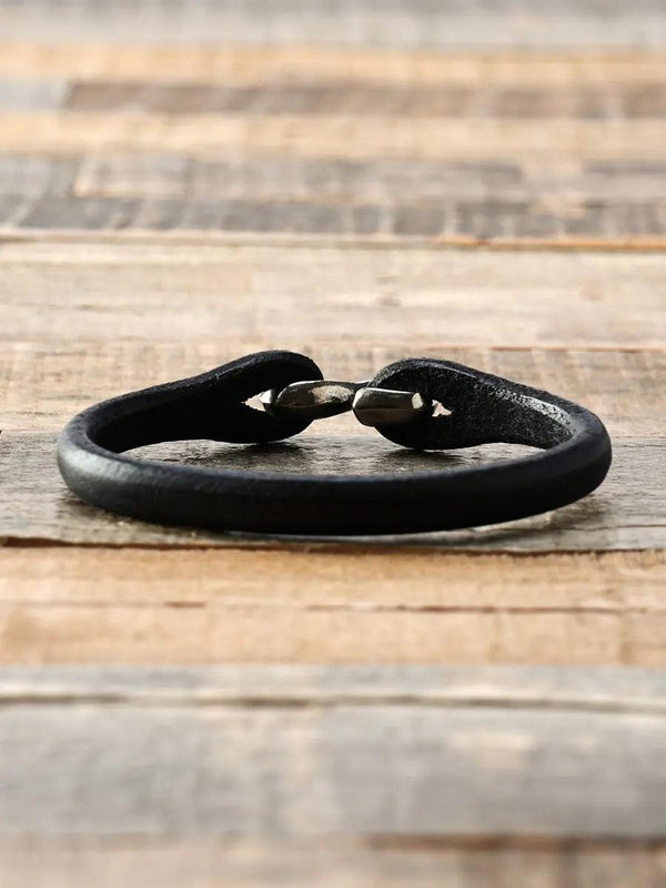 Guilty Parties The Flat Head FN-AK4-6 Single Leather Bracelet - Black